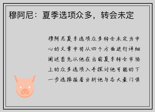 穆阿尼：夏季选项众多，转会未定